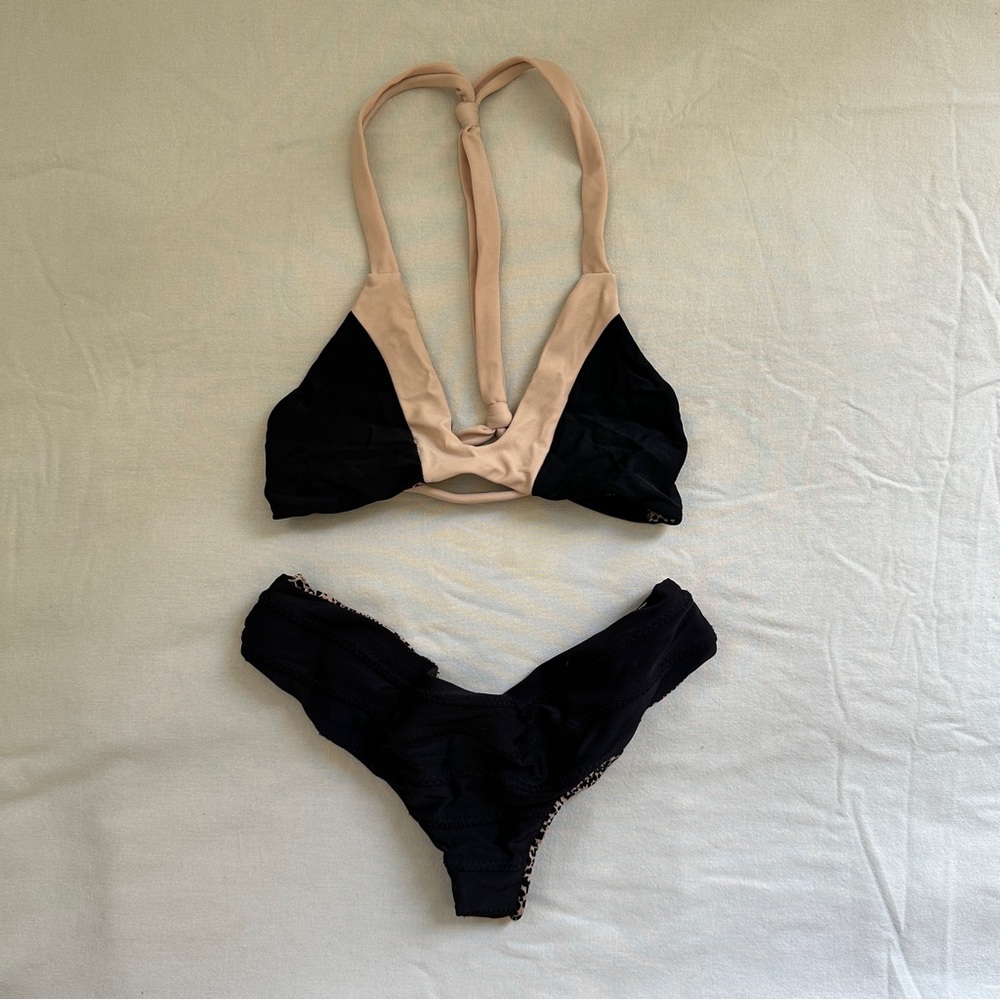 ACACIA / SMALL / BLACK (cream/tan accent) - BIKINI